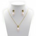 Freshwater Pearl with Peridot Sets 9 - 9.5 MM in Silver 925 24 CT Gold Plated