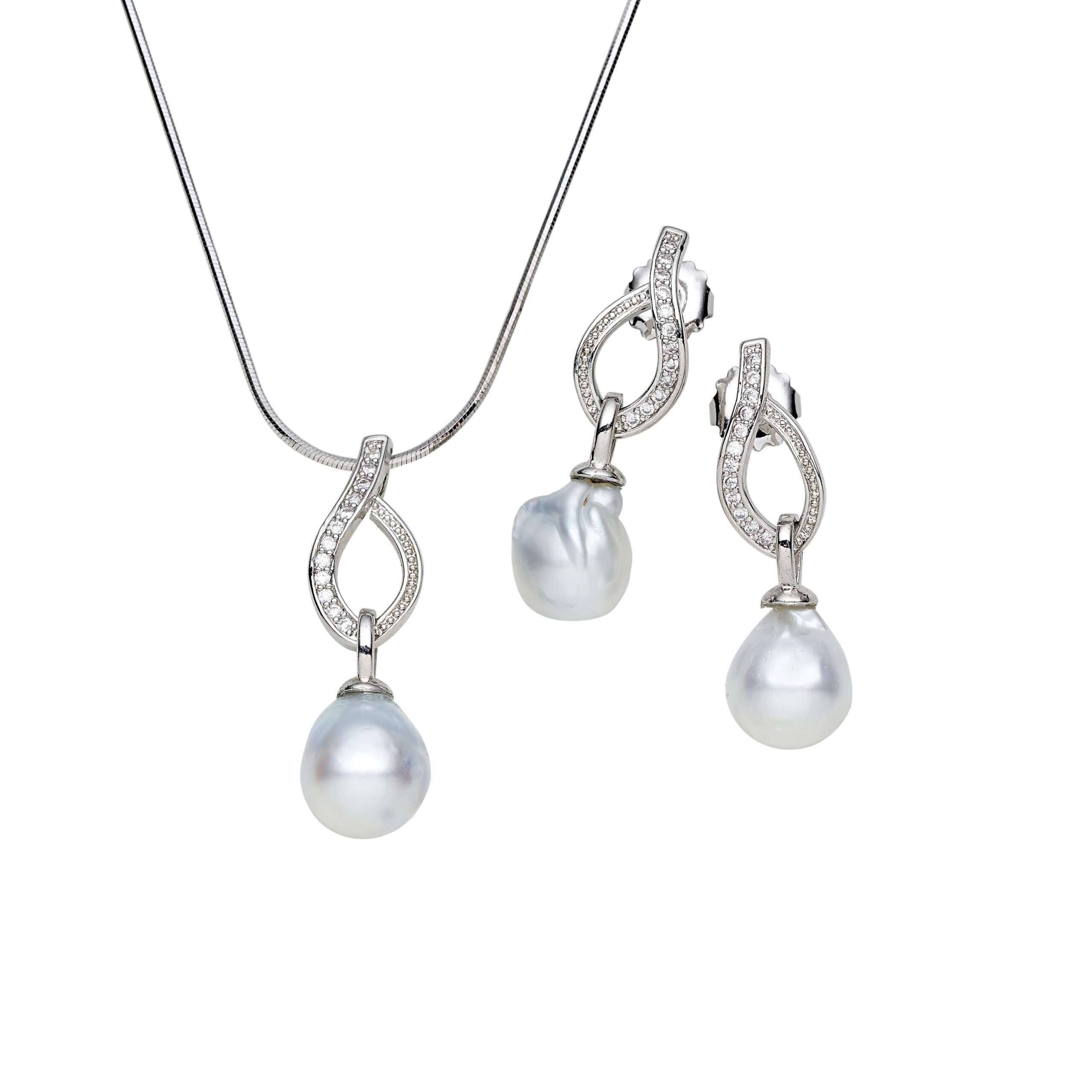 South Sea Pearl Sets 11-12 mm in Sterling Silver