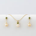 Golden South Sea Pearl with Natural Peridot Stones Lithgow Set 8.5 - 9.5 MM