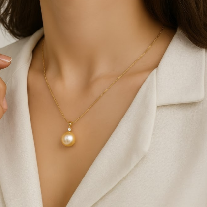 South Sea Gold Pearls Atarman Pendant 12-13 mm AAA