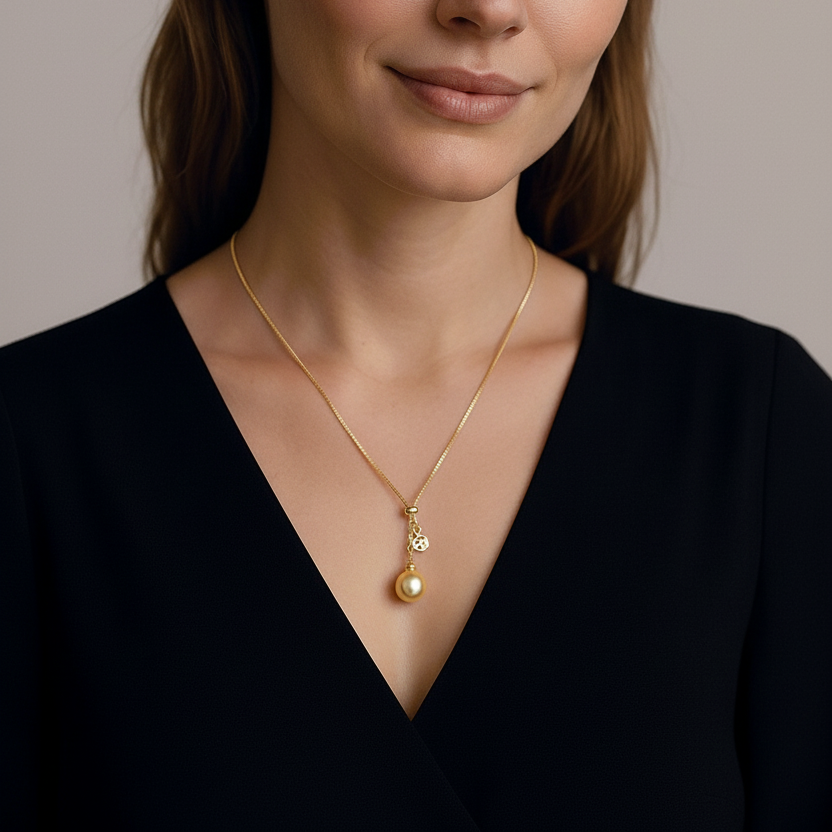 South Sea Gold Pearls Killara Long Chain Necklace 15 mm AAA