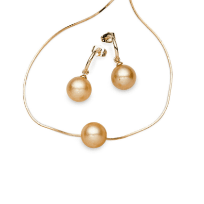 Gold South Sea Pearl Sets 12-13 mm in Sterling Silver