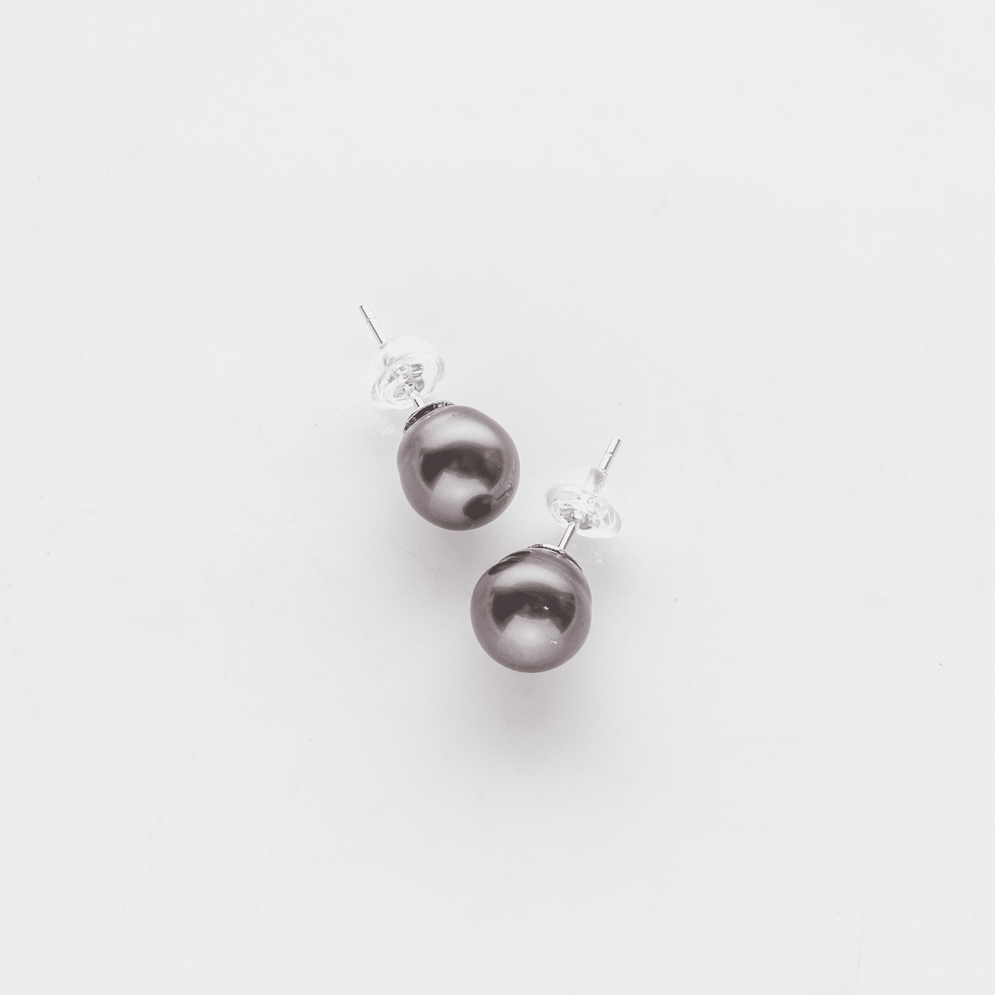 Peacock Black South Sea Pearl Earrings 8-9 mm in 925 Silver Sterling