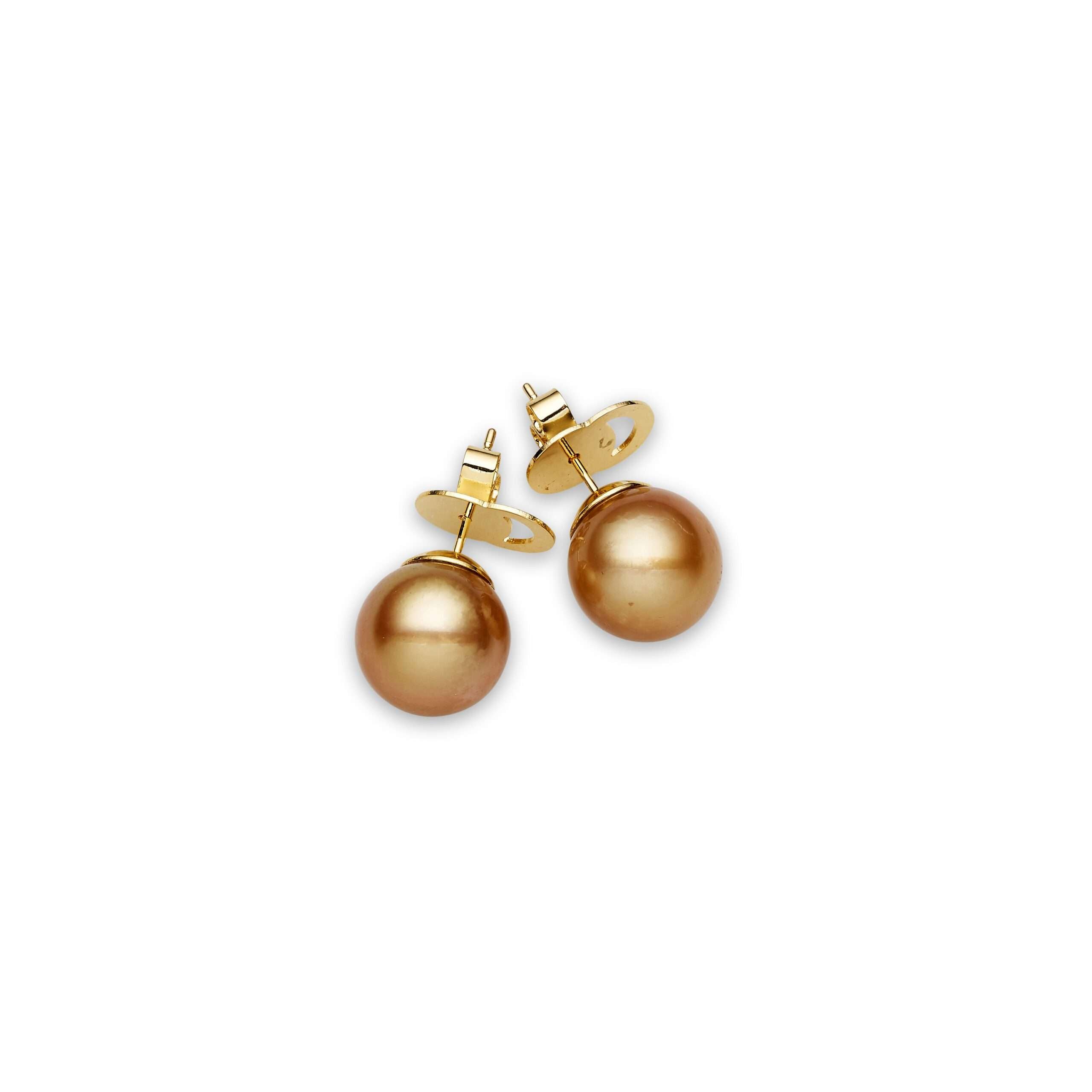 South Sea deep gold pearl earrings in 14ct white gold