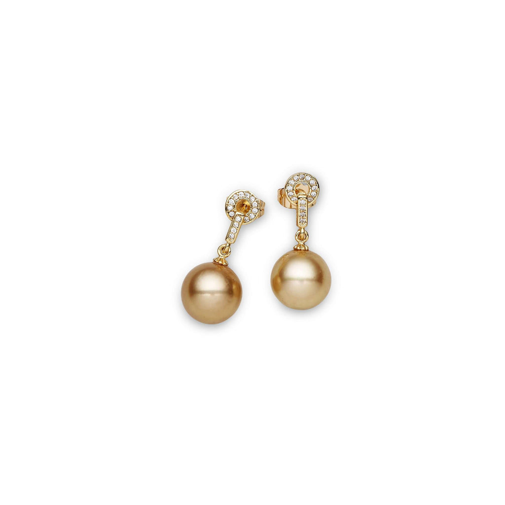 Gold South Sea Pearl Earrings 12-13 mm in Sterling Silver