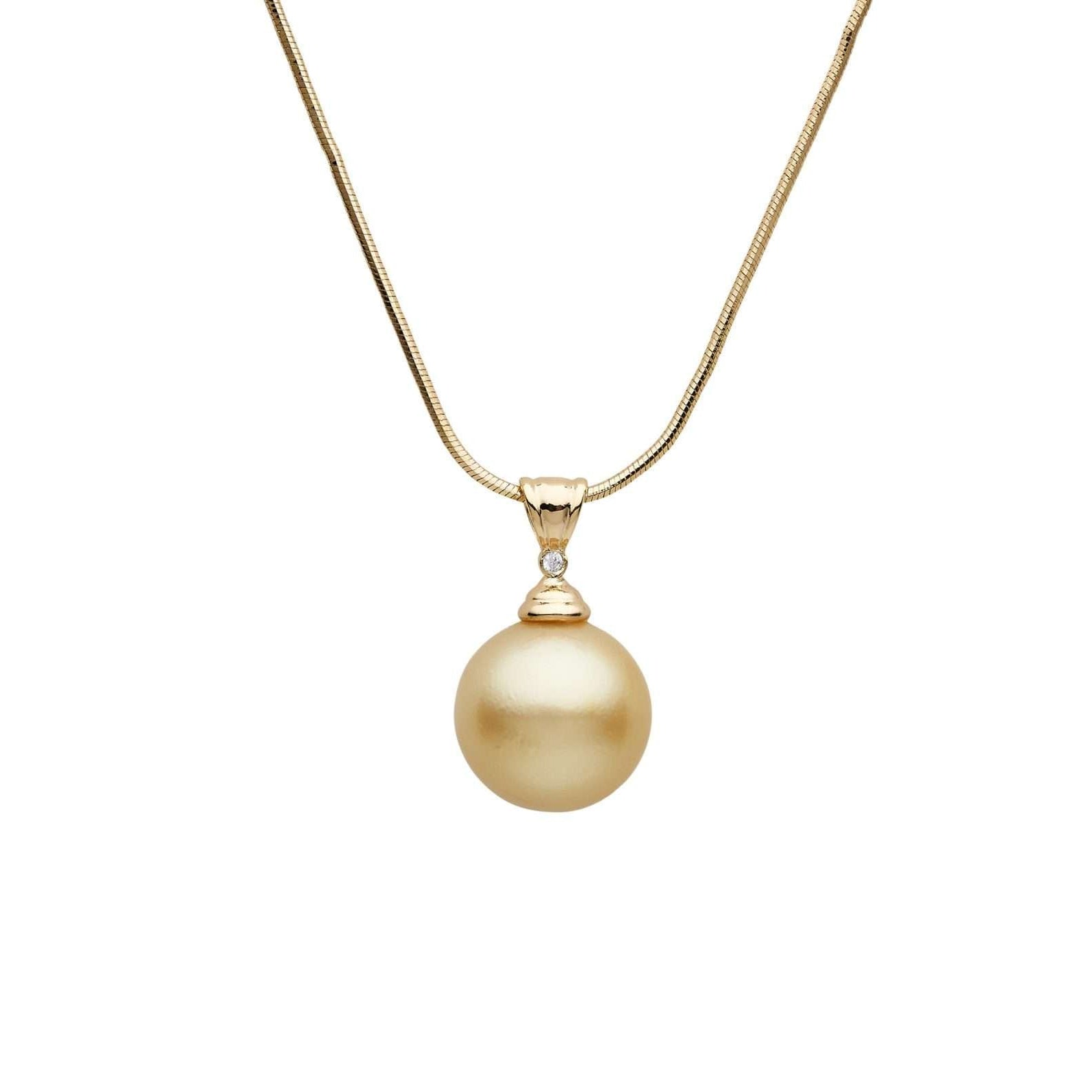 Gold South Sea Pearl Pendants 15 mm in Sterling Silver