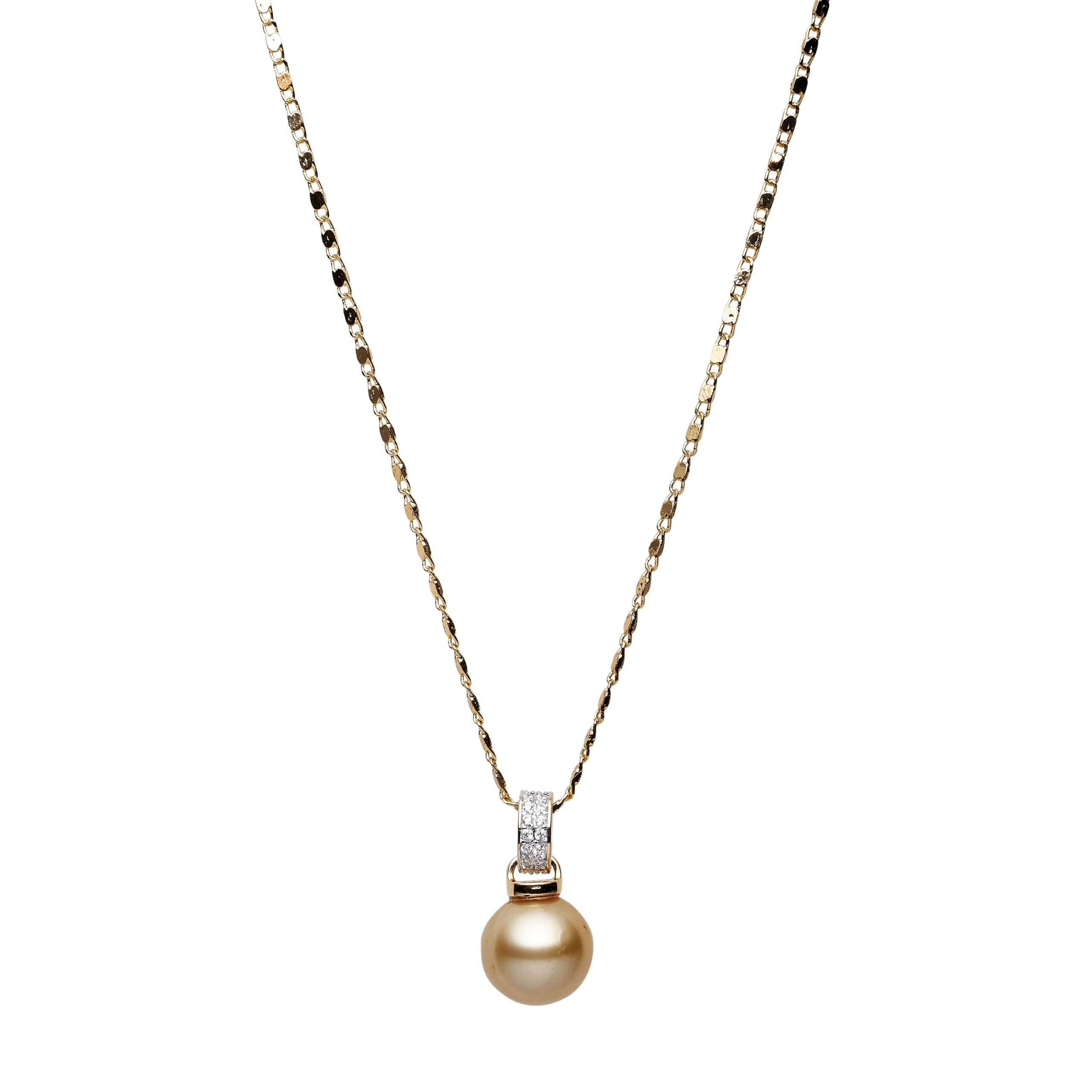 Gold South Sea Pearl Pendants 13-14 mm in Sterling Silver