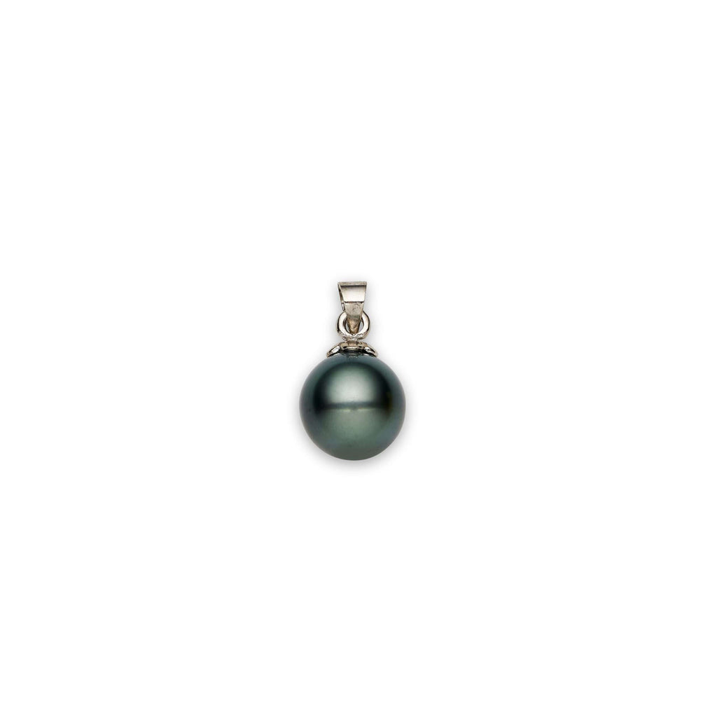 Black South Sea Pearl Pendants 12-13 mm in 14 CT White Gold