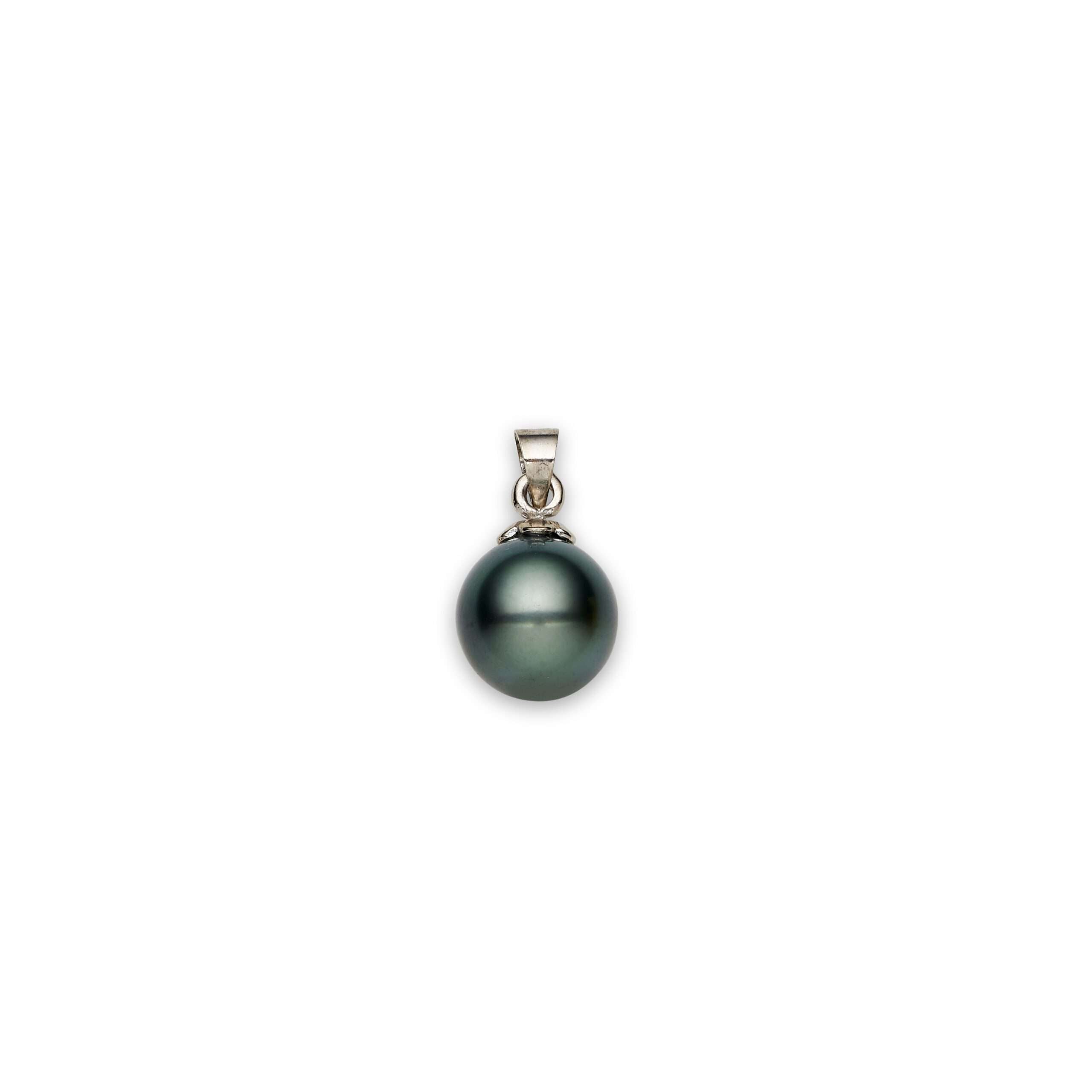 Black South Sea Pearl Pendants 12-13 mm in 14 CT White Gold