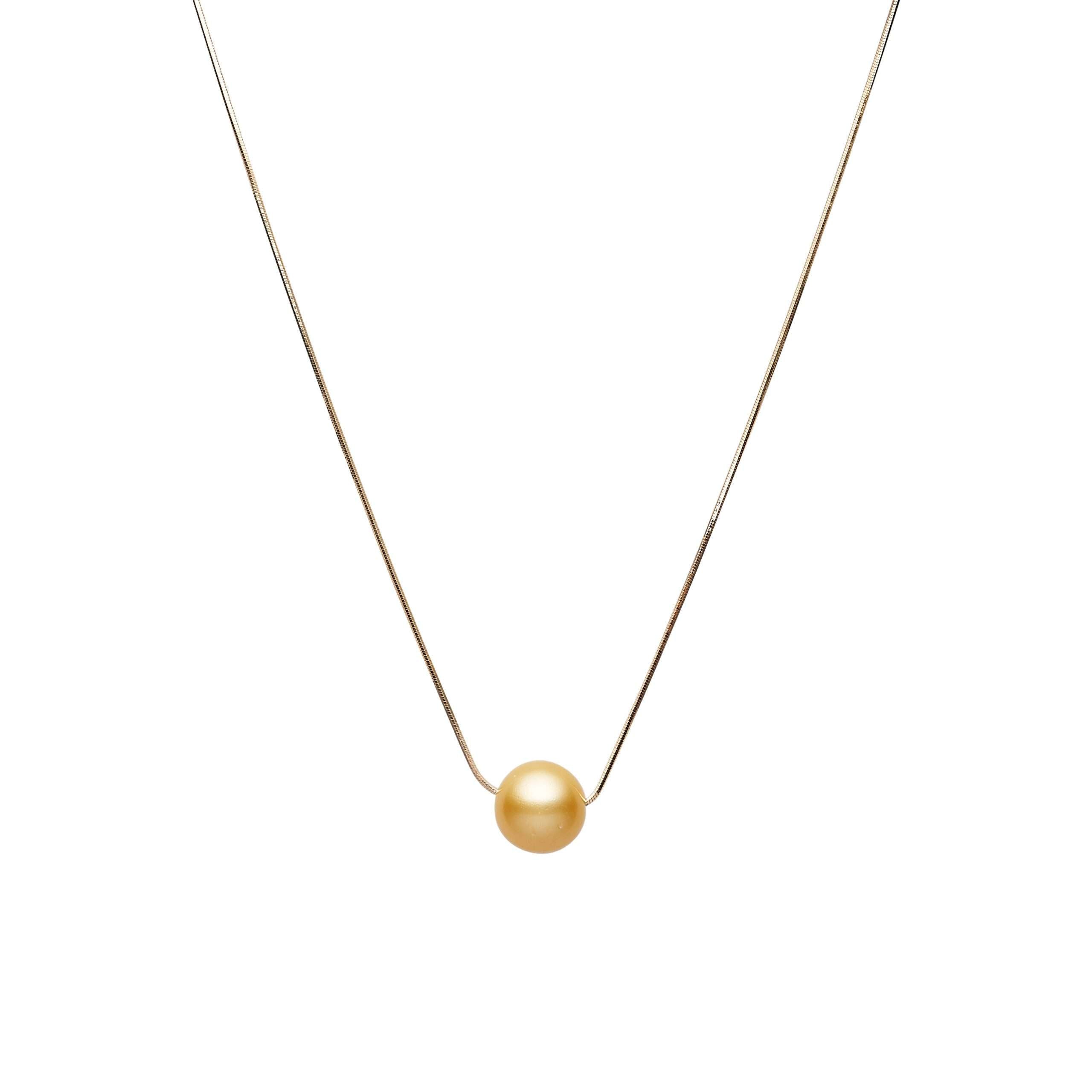 Gold South Sea Pearl Necklaces 15 mm in Sterling Silver