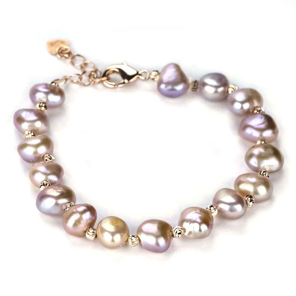 Purple Freshwater Pearl Bracelets 8-9 mm in 925 Silver Sterling