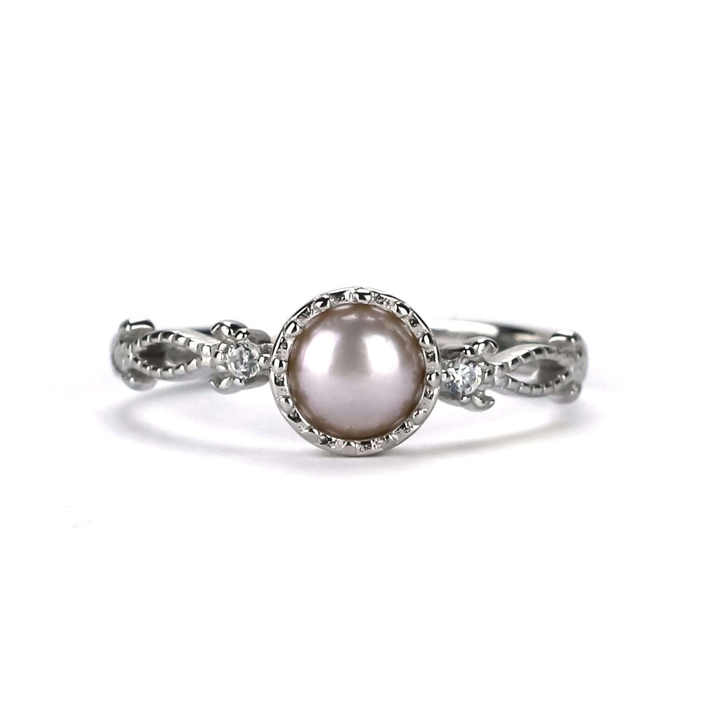 Purple Freshwater Pearl Rings 5 mm in 925 Sterling Silver