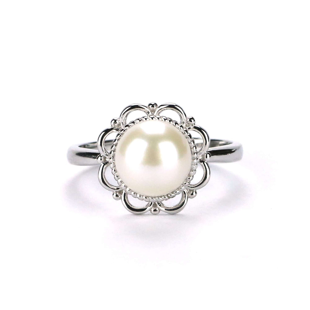 Freshwater Pearl Rings 8 MM Pearl in 925 Sterling Silver