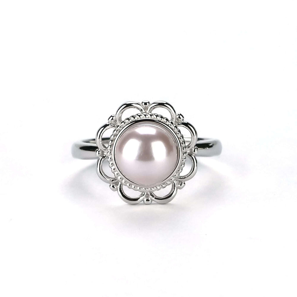 Purple Freshwater Pearl Rings 8 MM Pearl in 925 Sterling Silver