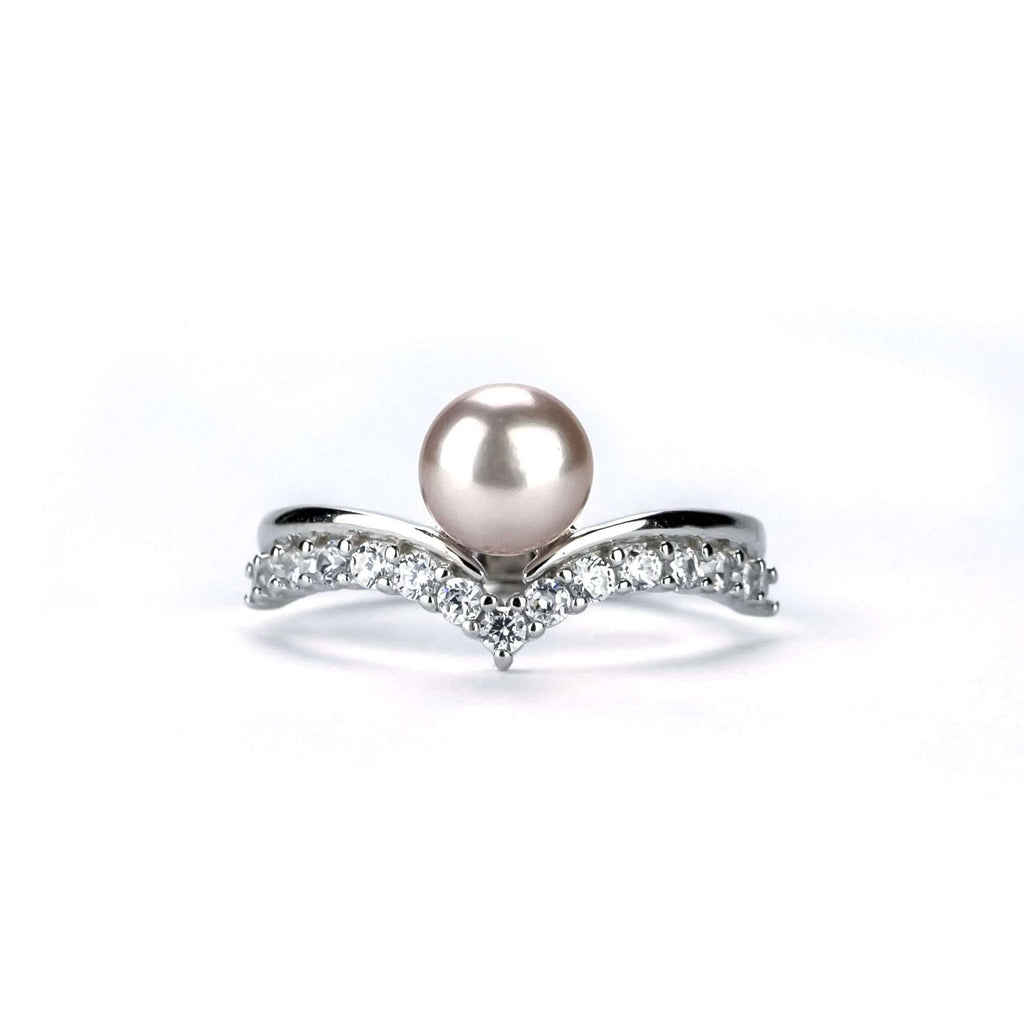 Purple Freshwater Pearl Rings 7 MM Pearl in 925 Sterling Silver