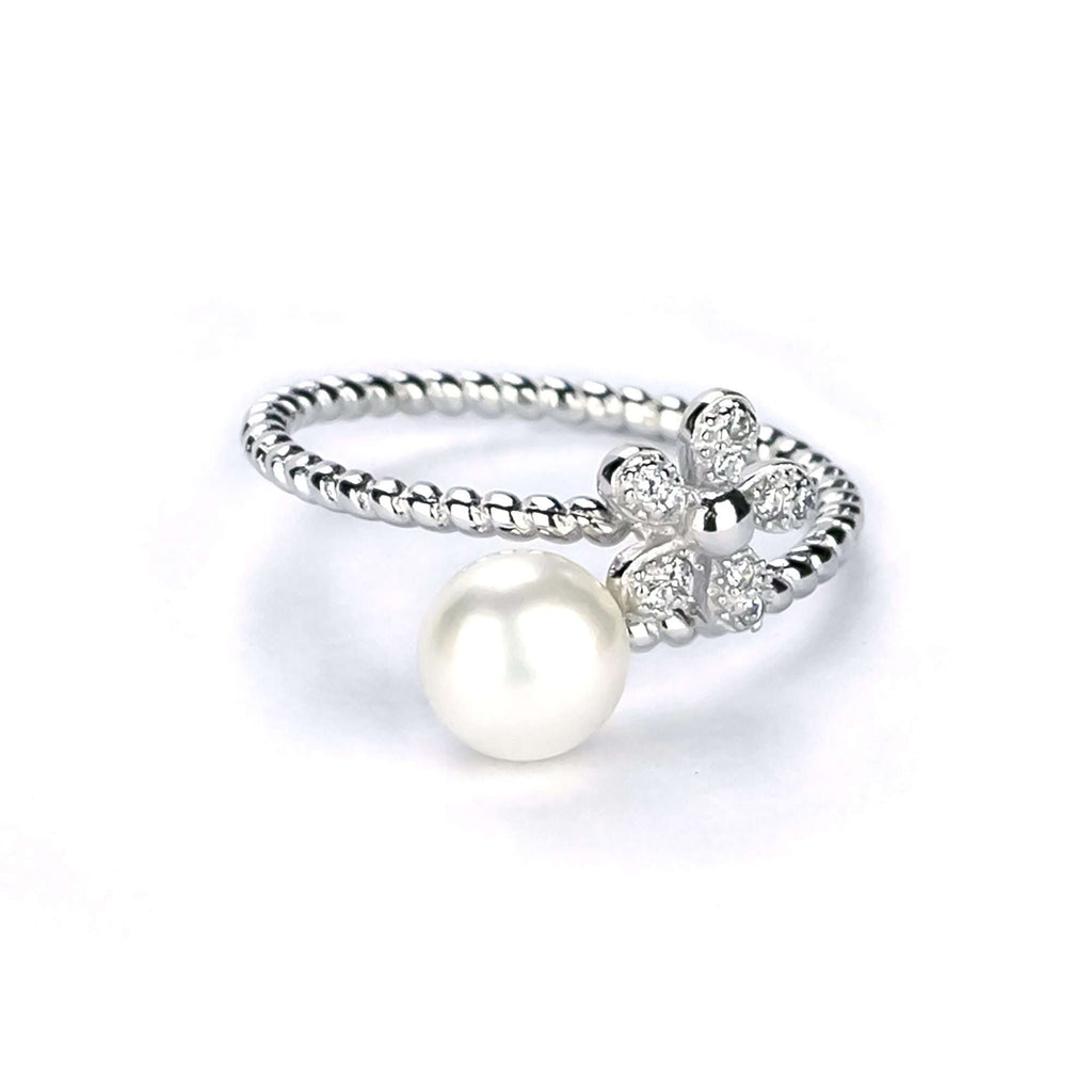 Freshwater Pearl Rings 7.5 MM Pearl in 925 Sterling Silver