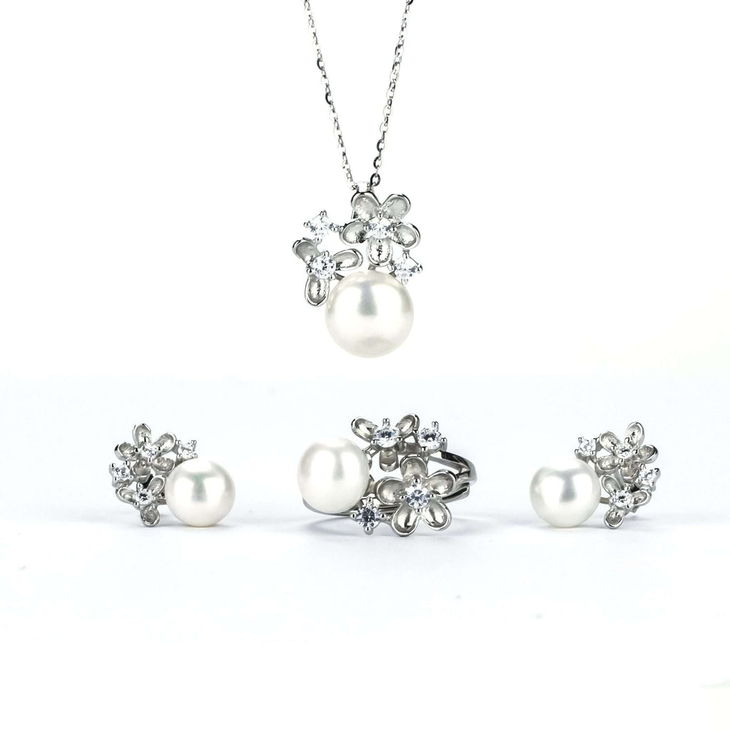 Freshwater Pearl Sets 8-10 mm in 925 Sterling Silver