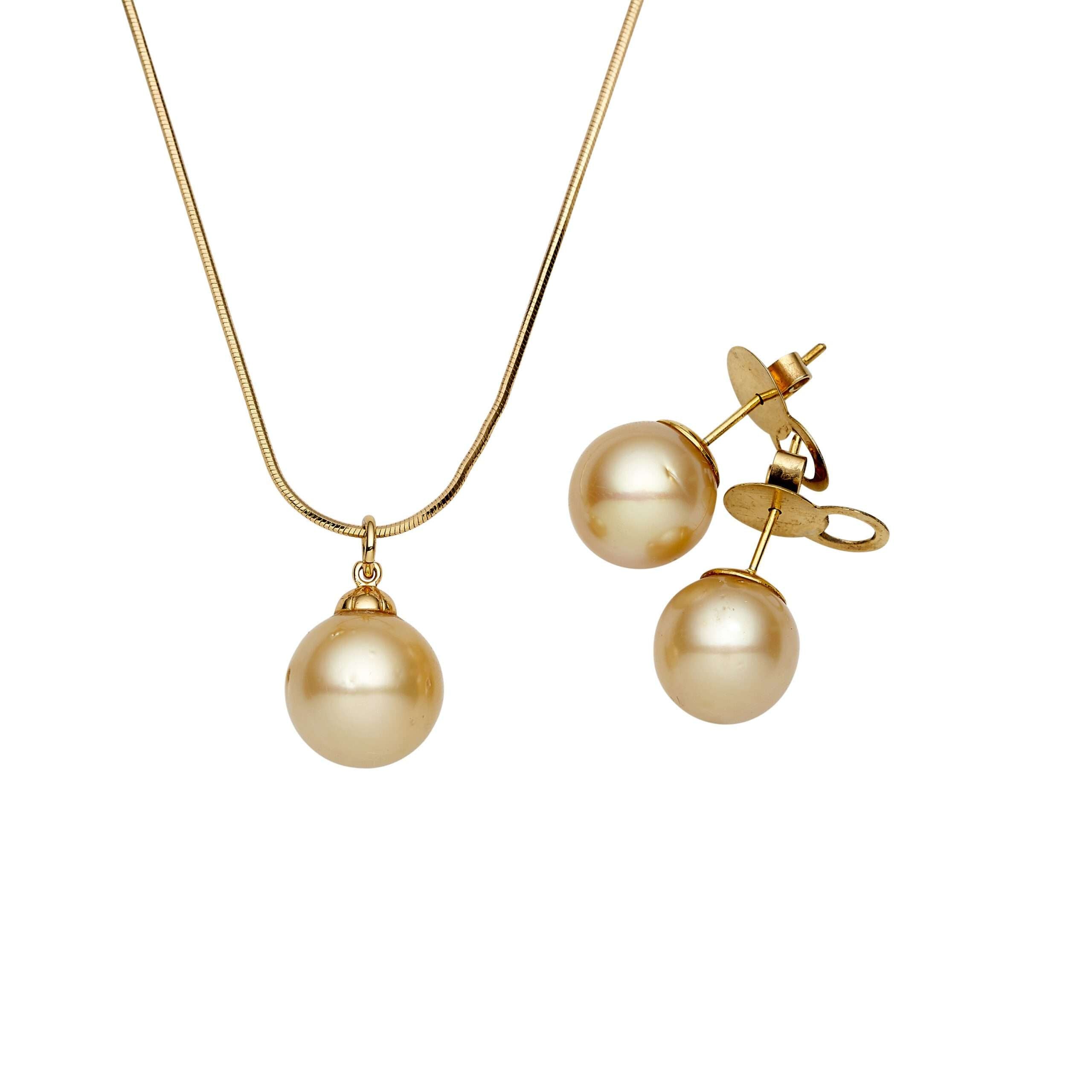 Gold South Sea Pearl Sets 13-14 mm in 14 CT Yellow Gold