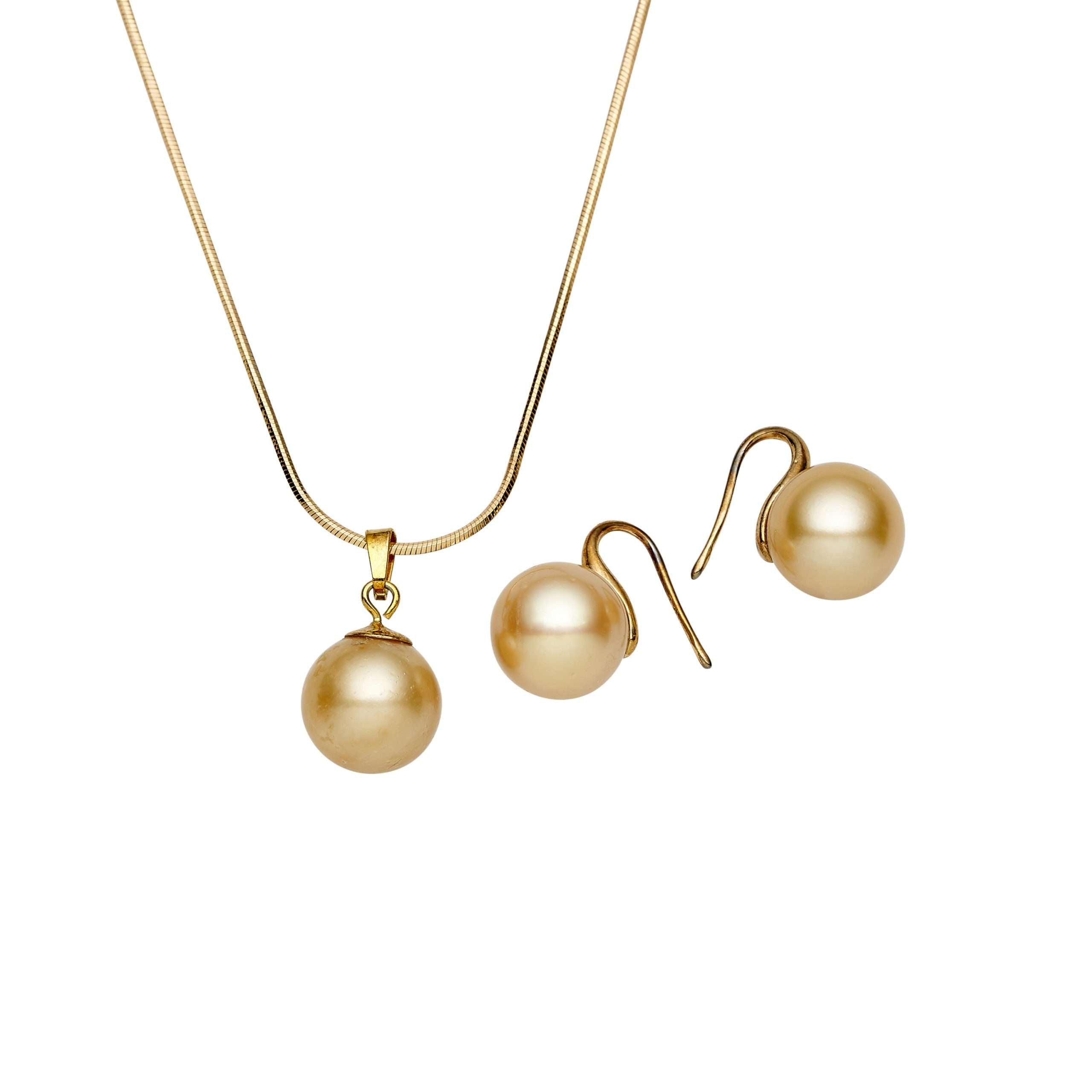 Gold South Sea Pearl Sets 12-13 mm in Sterling Silver