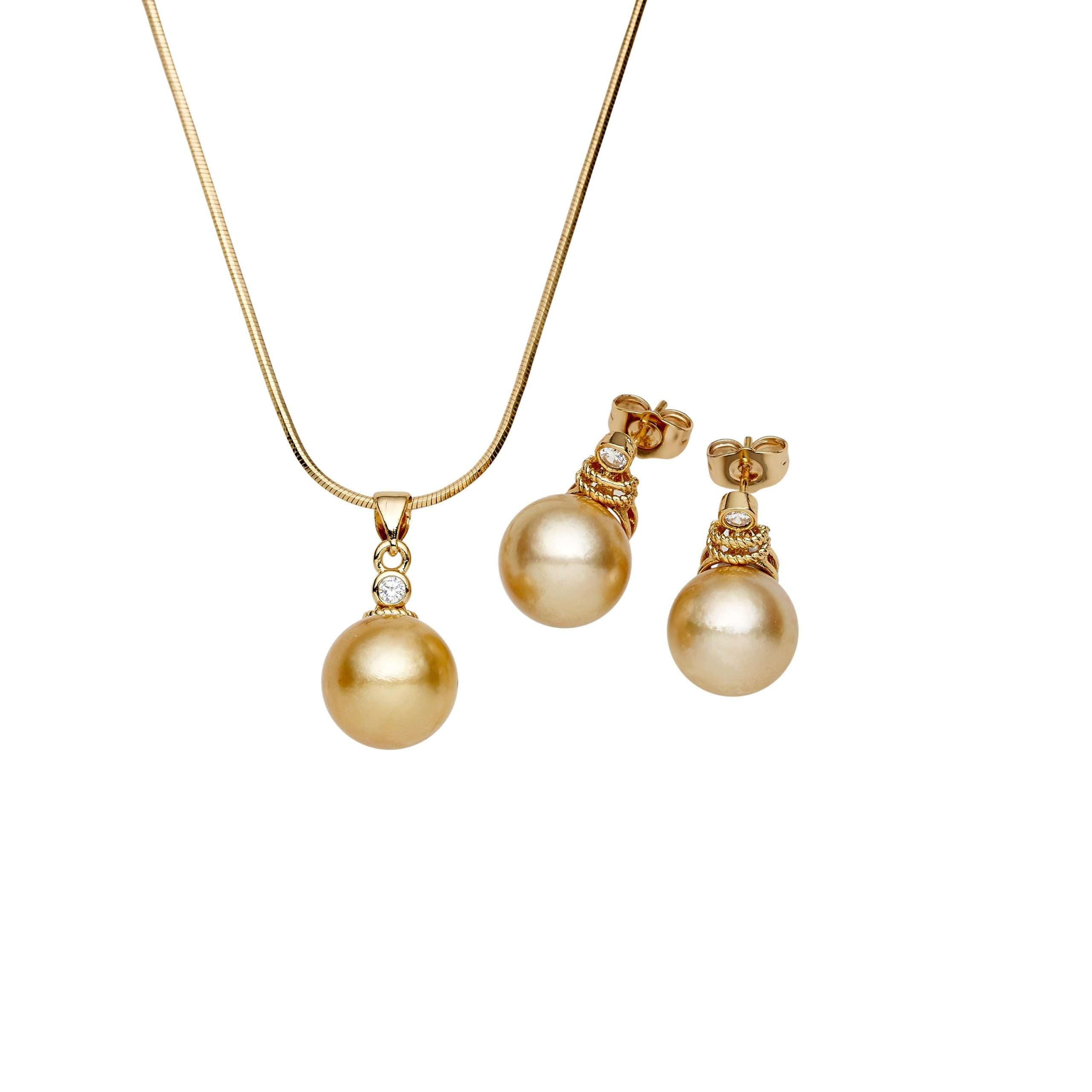 Gold South Sea Pearl Sets 12-13 mm in Sterling Silver
