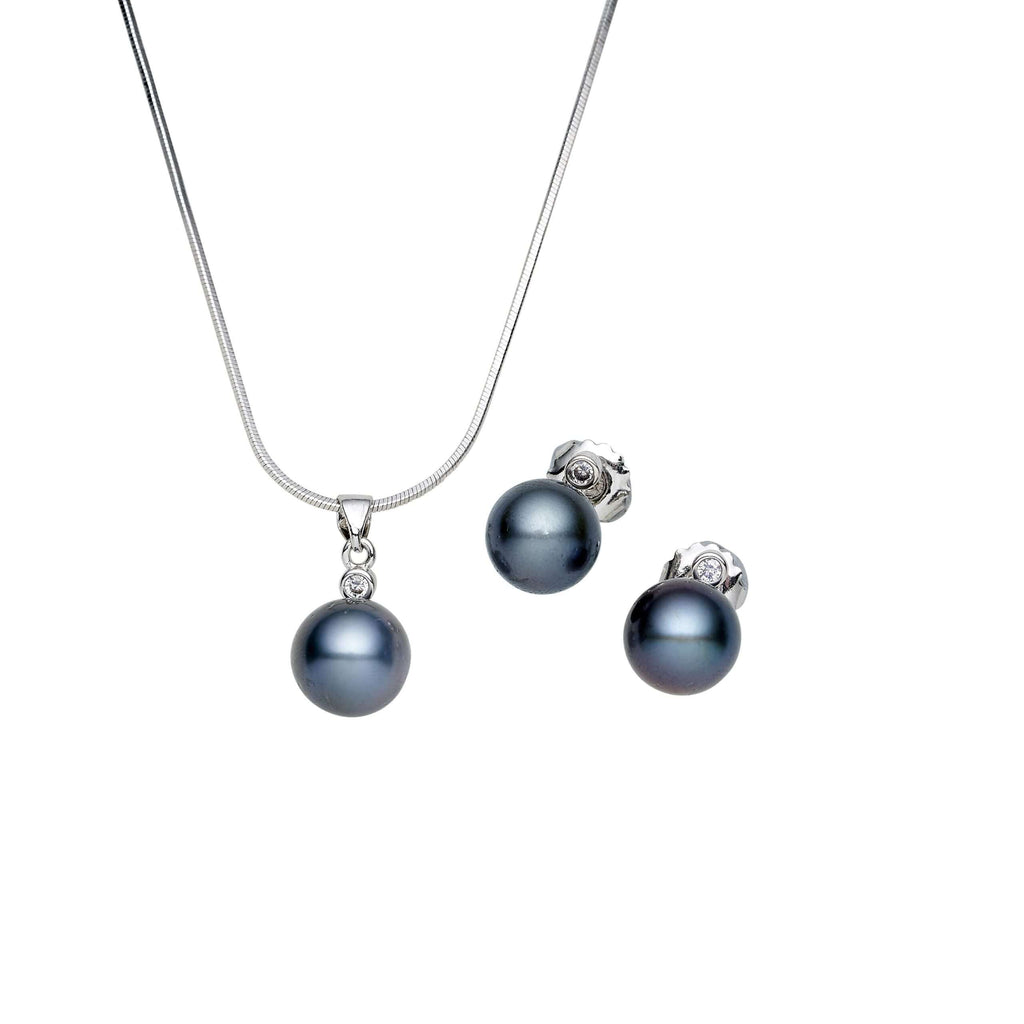 Black South Sea Pearl Sets 12-13 mm in Sterling Silver