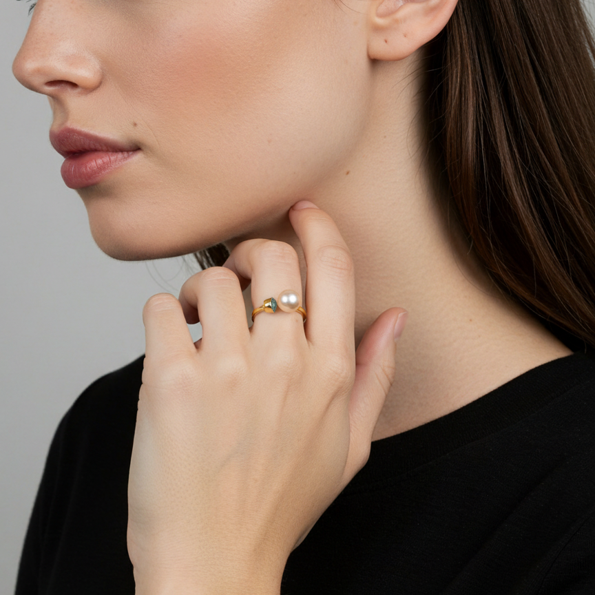 South Sea Pearl Ring in Sterling Silver