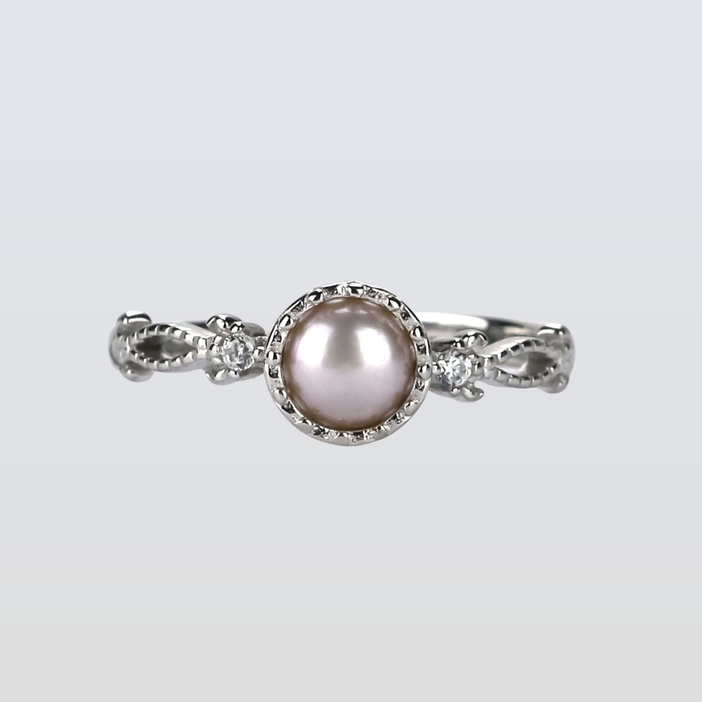 Freshwater Button Shape Purple Pearls Kensington Ring 5 mm AAAA