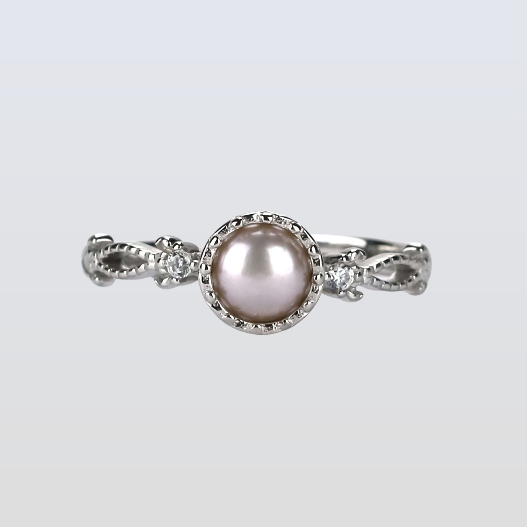 Freshwater Button Shape Purple Pearls Kensington Ring 5 mm AAAA