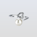 Freshwater Button Shape White Pearls Gelorup Ring 6 mm AAAA