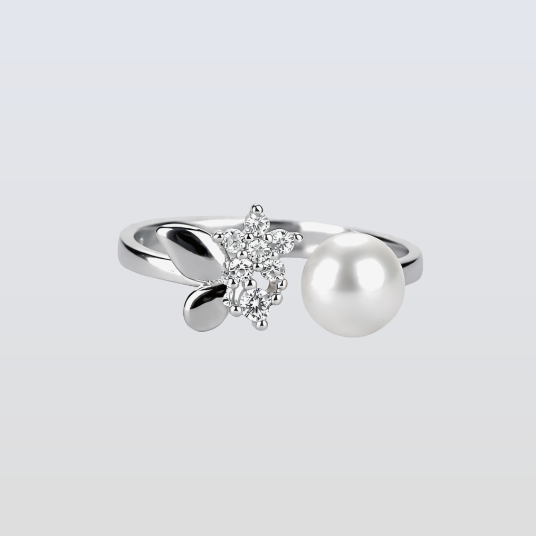 Freshwater Button Shape White Pearls Dalkeith Ring 6 mm AAAA