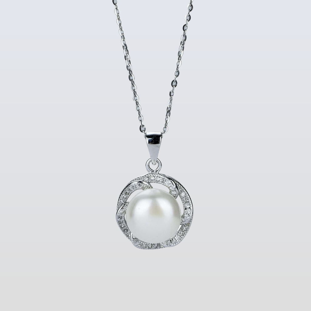 Freshwater Button Shape White Pearls Kensington Pendant 10.5 mm AAAA