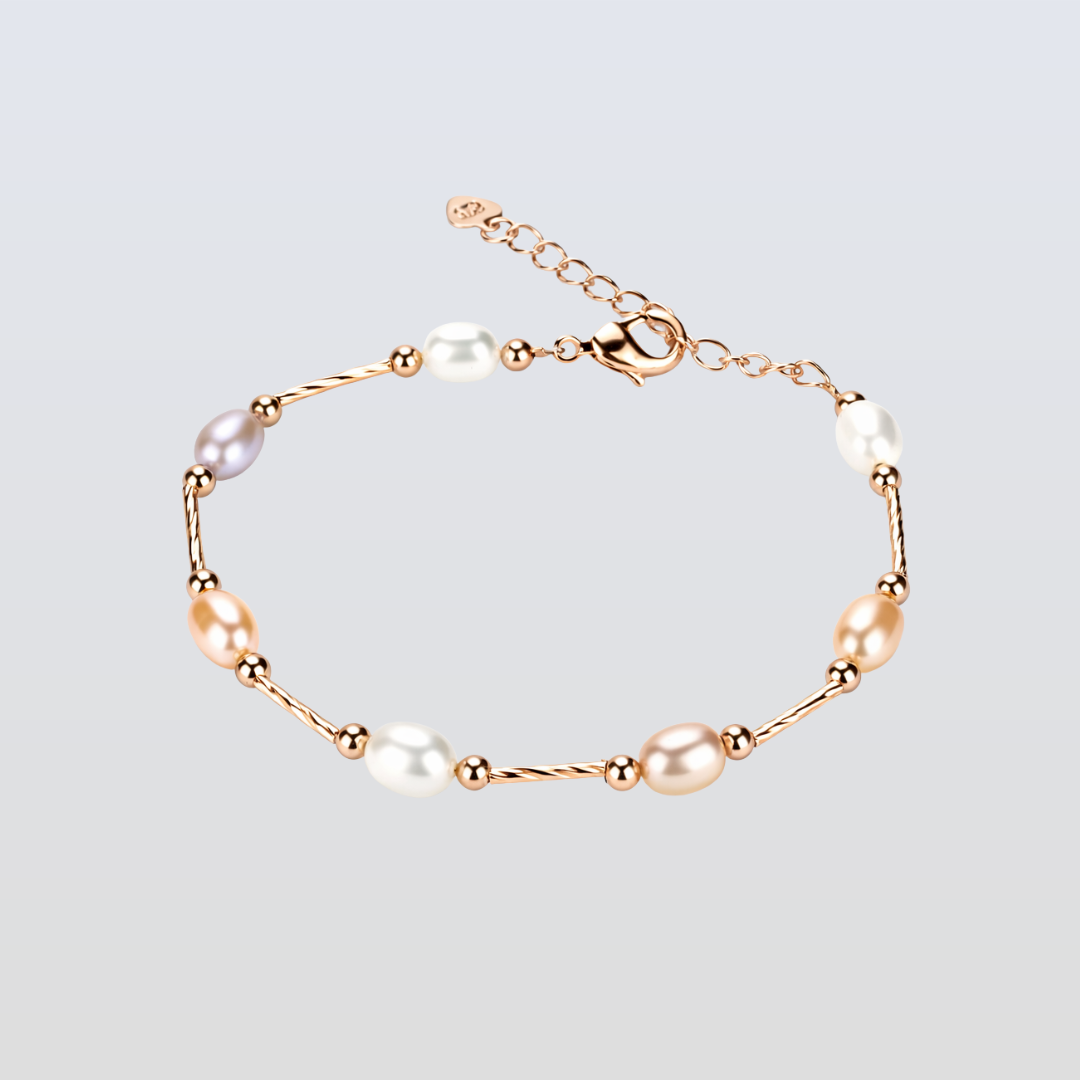 Freshwater Drop Shape Mixed Colour Brookfield Bracelet 6-7 mm AAA