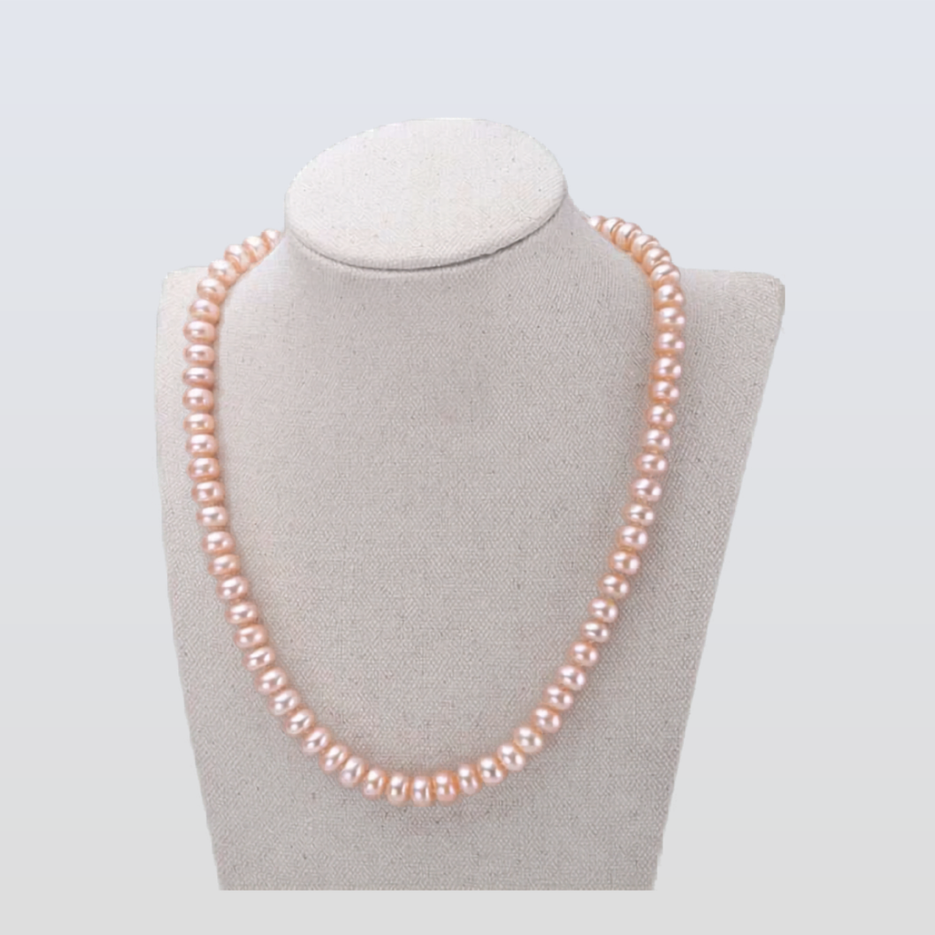 Freshwater Button Shape Pink 17.7 inches Hawthorne Strand Necklace 8-9 mm AAA