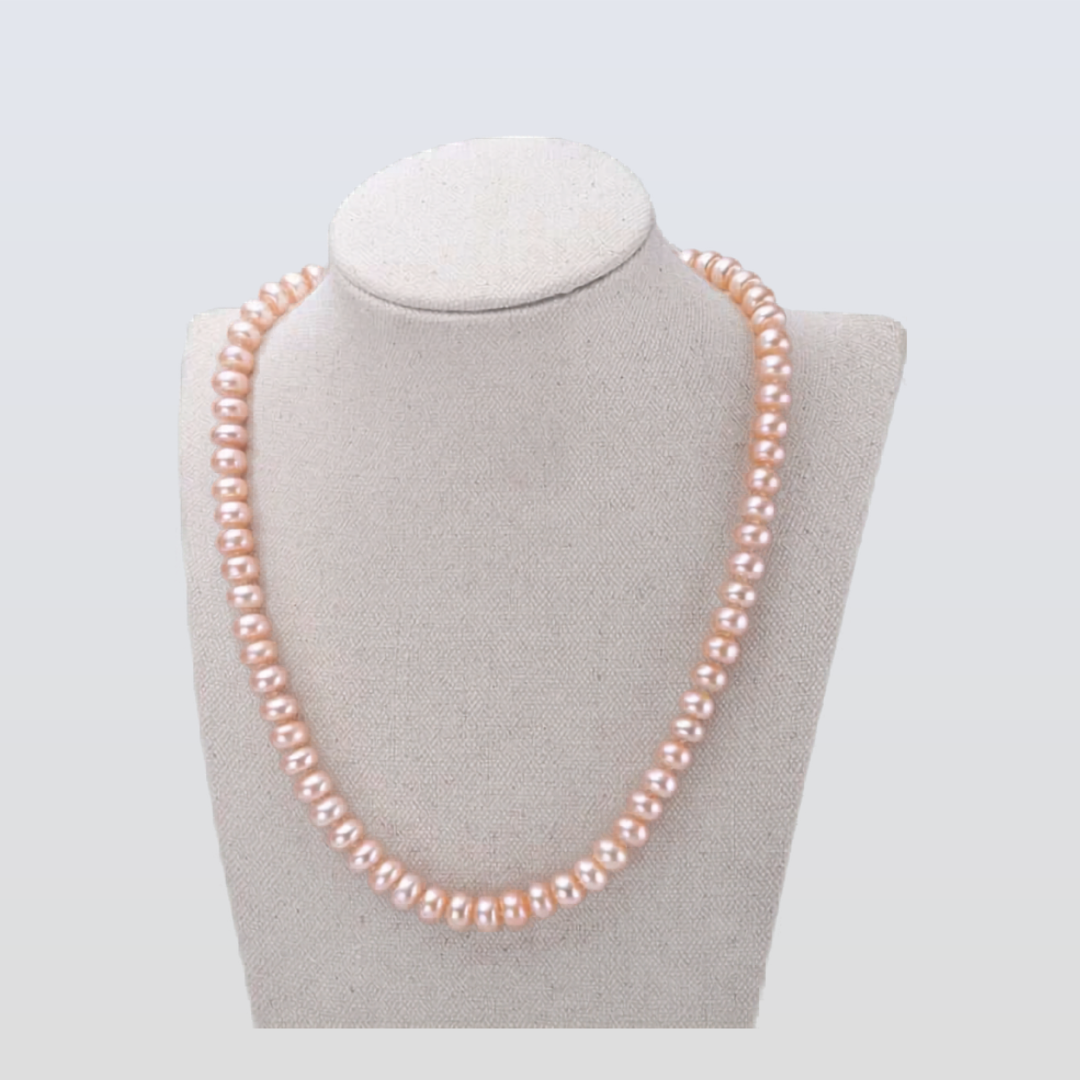 Freshwater Button Shape Pink 17.7 inches Hawthorne Strand Necklace 8-9 mm AAA
