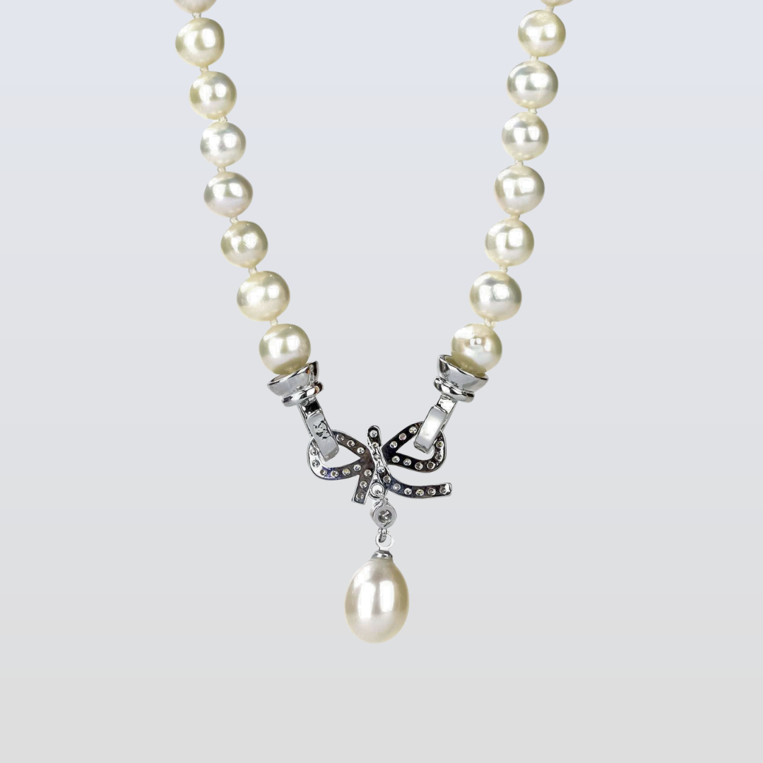 Freshwater Pearls White 17.7 inches Bulimba Strand Necklace with Drop Pearl Pendant 9-10 mm AAA