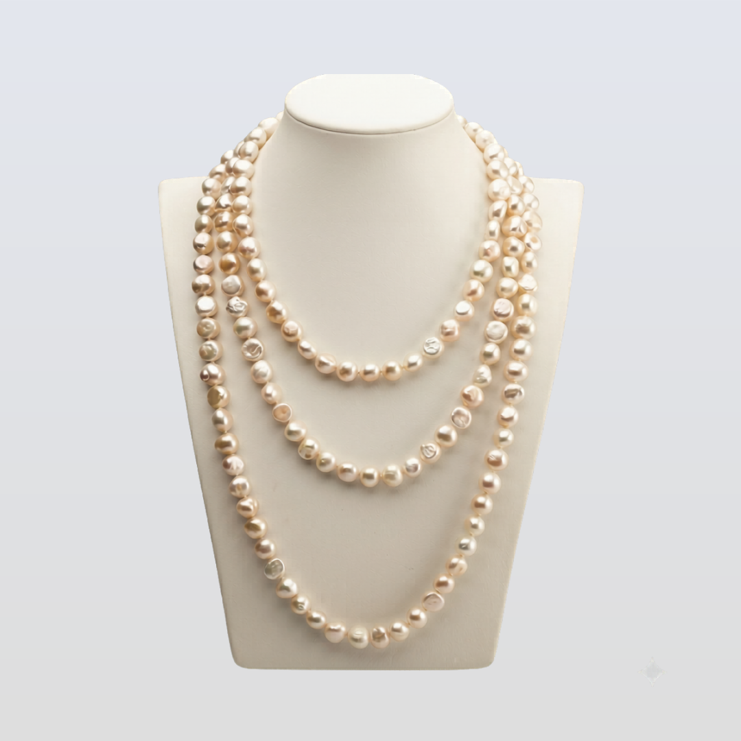 Freshwater Baroque White 47 inches Chandler Strand Necklace 8-9 mm AAA