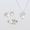 Freshwater White Button Shaped Pearl Merriwa Jewellery Set 8-10 mm AAAA