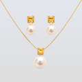 5 MM Citrine Stone & 9 MM Cultured Freshwater Pearl Ankara Set