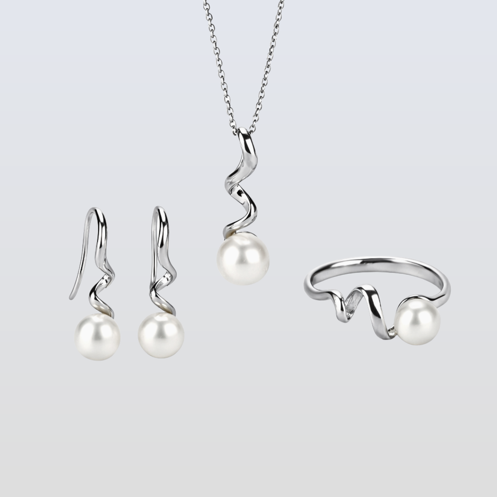 Freshwater White Drop and Button Shaped Pearl Clarkson Jewellery Set 6-7 mm AAAA