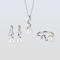 Freshwater White Drop and Button Shaped Pearl Clarkson Jewellery Set 6-7 mm AAAA