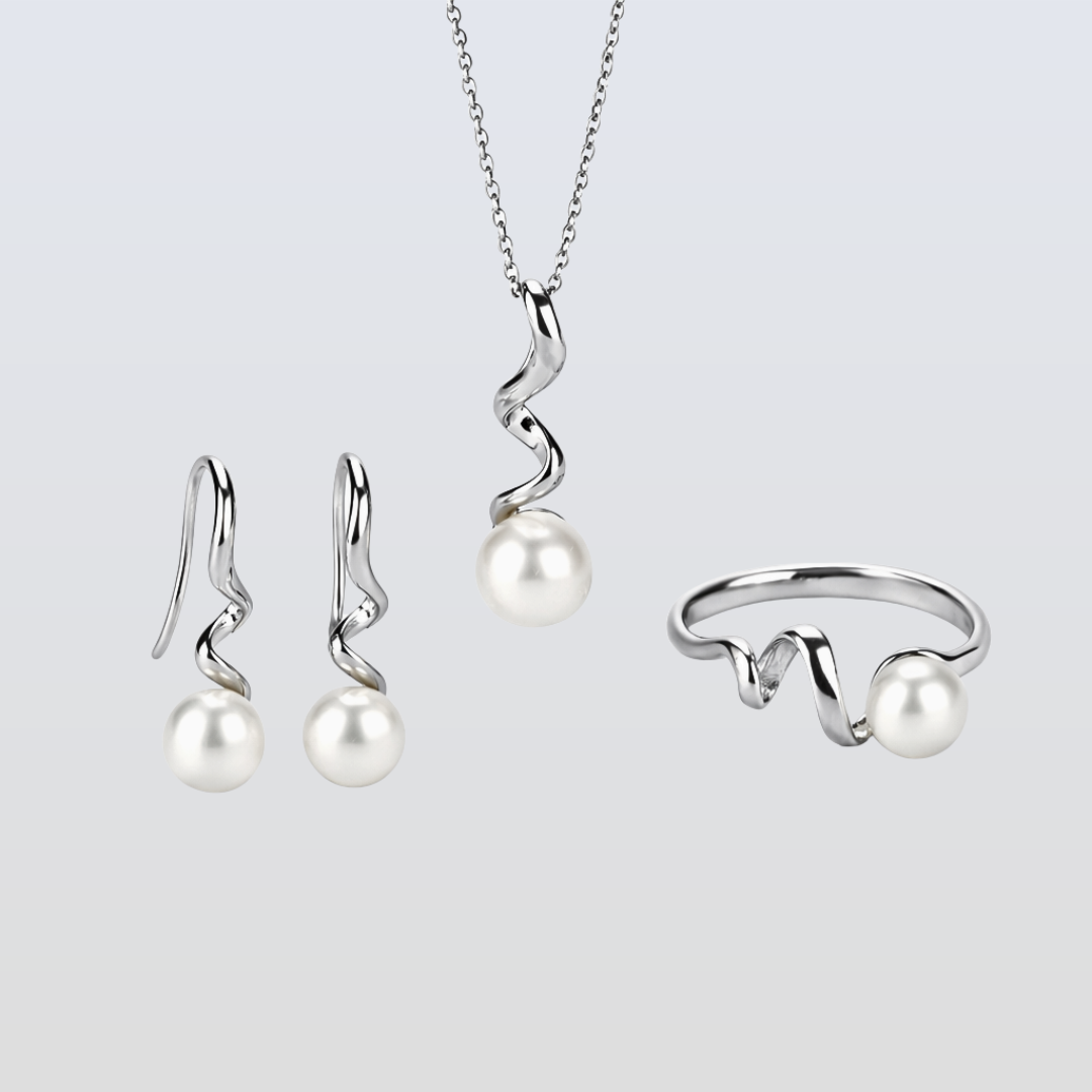 Freshwater White Drop and Button Shaped Pearl Clarkson Jewellery Set 6-7 mm AAAA