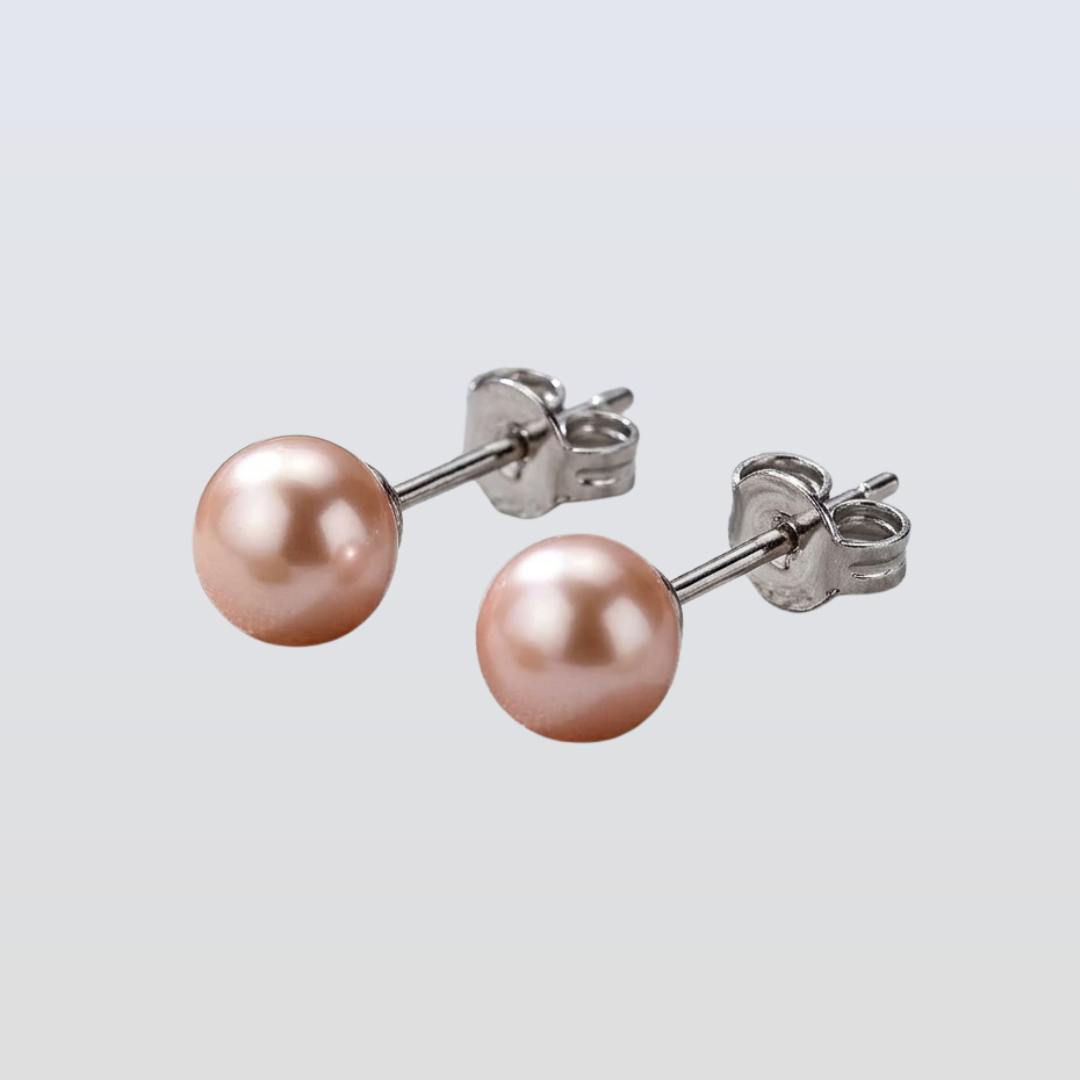 Freshwater Pink Pearl Freemantle Stud Earrings 8-9 mm AAA