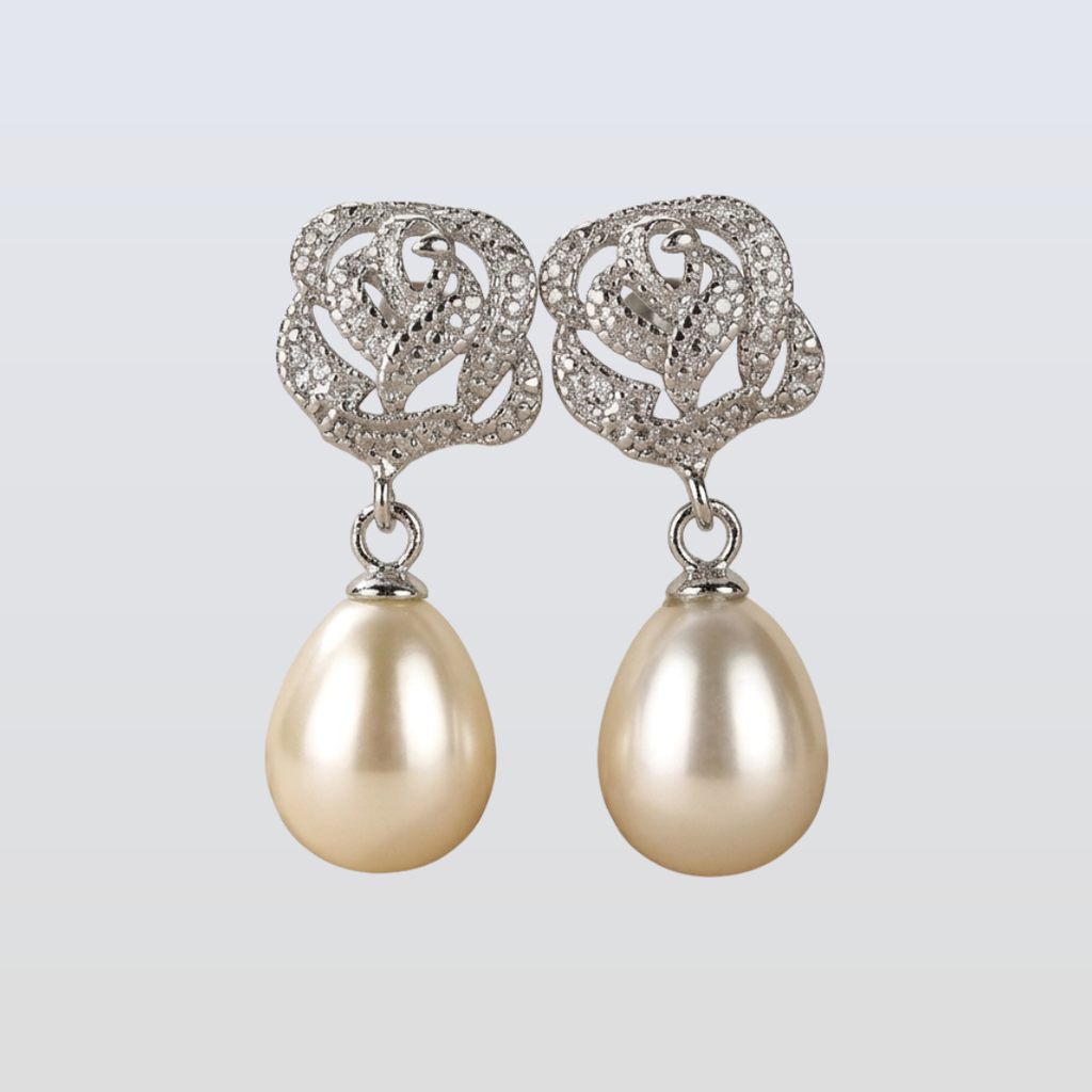 Freshwater White Pearls Copenhagen Drop Earrings 8-9 mm AAA