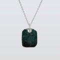 Raw Emerald Pendant in rectangular shape for Men handmade in Silver 925