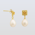 4 MM Citrine Stone & 9 MM Freshwater Pearl Vienna Drop Earrings