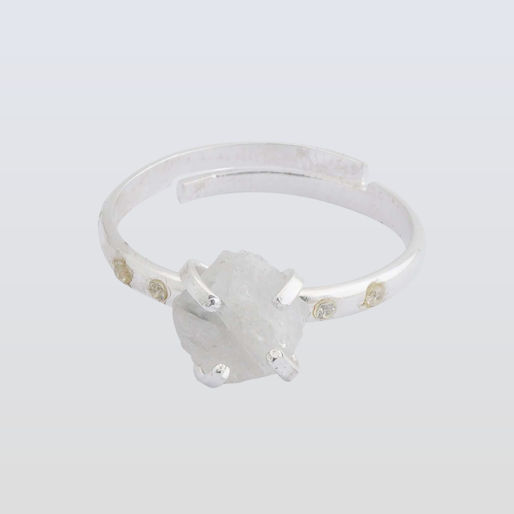 Herkimer Diamond Adjustable Ring Handmade in its Natural form in 925 Silver