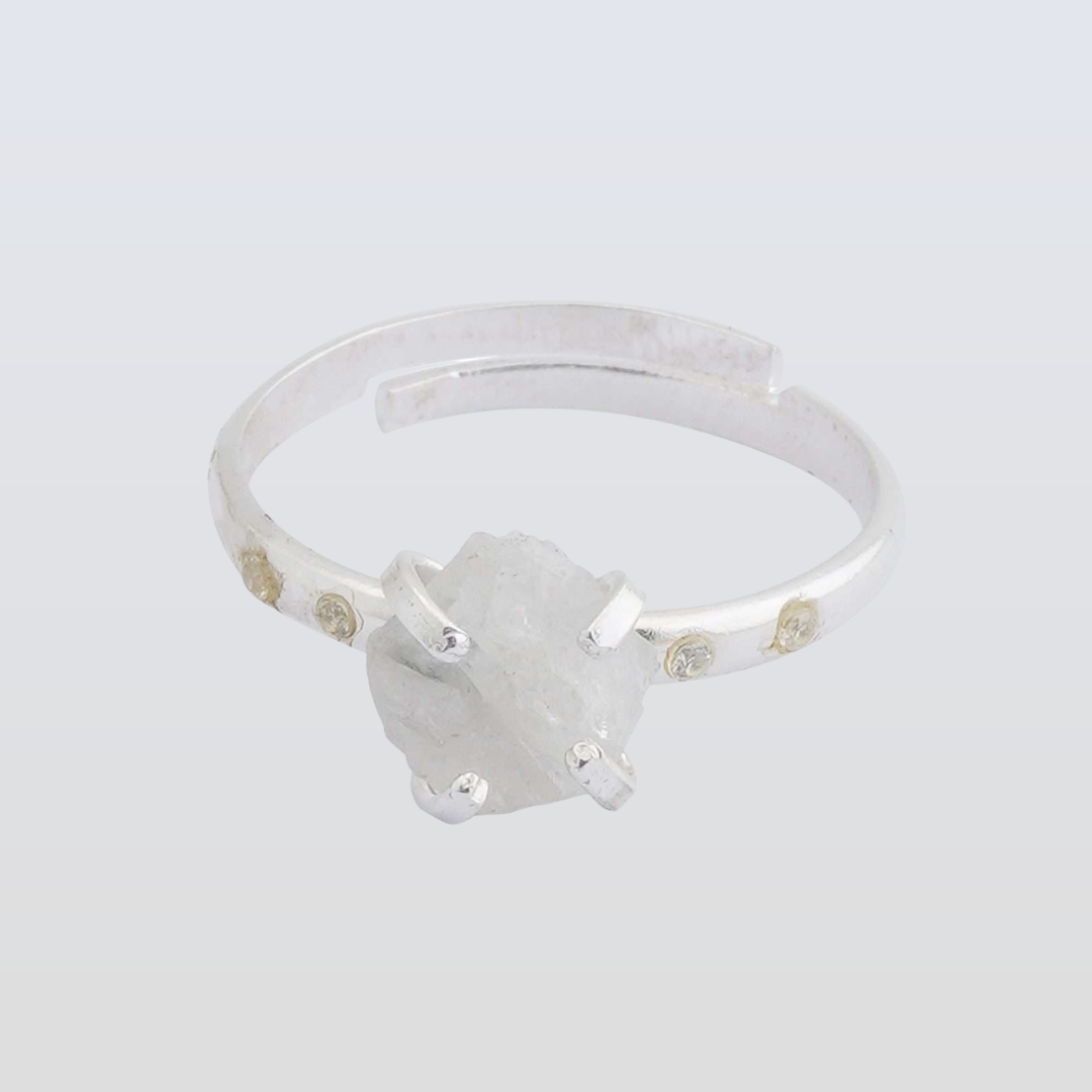Herkimer Diamond Adjustable Ring Handmade in its Natural form in 925 Silver