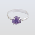 Amethyst Adjustable Ring Handmade in its Natural form in 925 Silver
