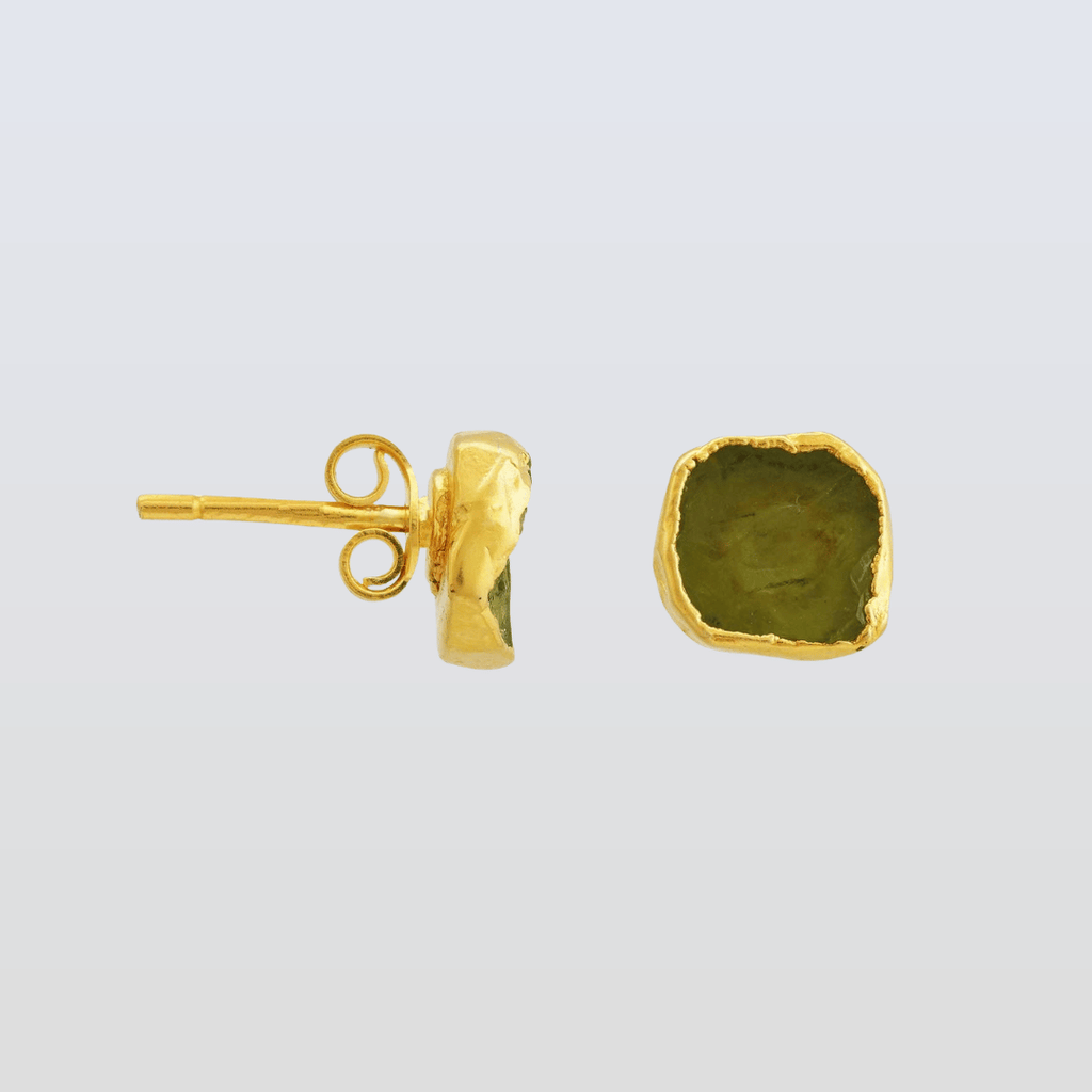 Handmade Peridot Earrings in its Natural form Gold Plated