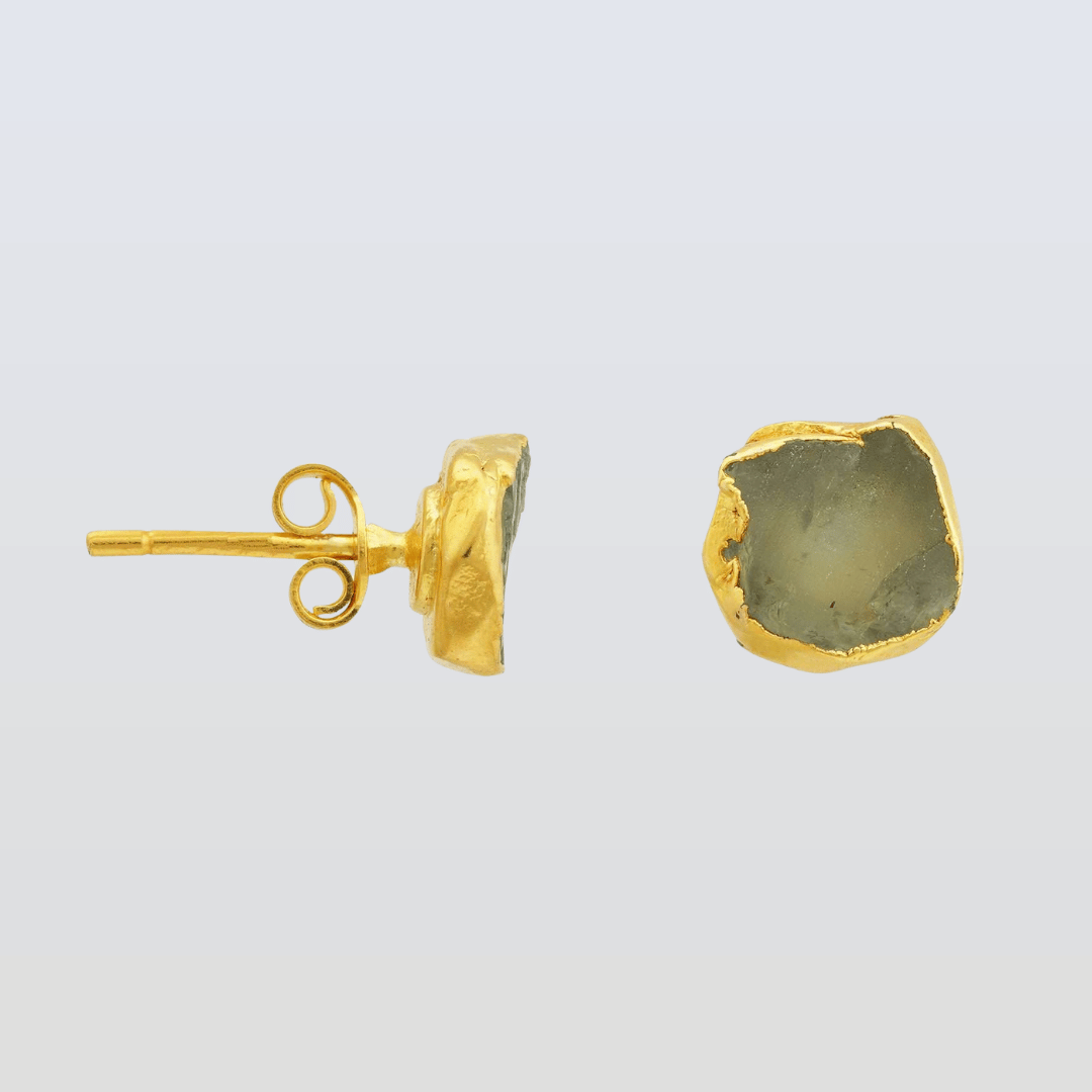 Handmade Aquamarine Earrings in its Natural form Gold Plated
